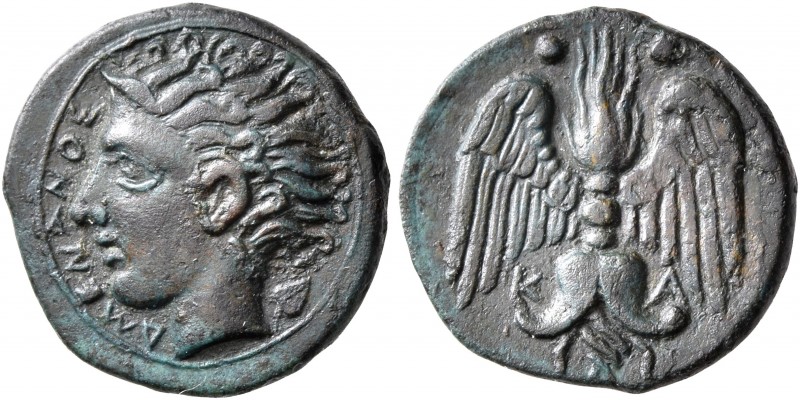 SICILY. Katane. Circa 415/3-404 BC. Tetras or Trionkion (Bronze, 14 mm, 1.64 g, ...