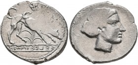 SICILY. Segesta. Circa 412/0-400 BC. Didrachm (Silver, 23 mm, 8.45 g, 12 h). ΣELEΣTA &#67846;IB The river-god Krimisos, in the form of a hunting dog, ...