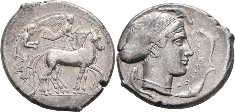 SICILY. Syracuse. Second Democracy, 466-405 BC. Tetradrachm (Silver, 30 mm, 17.1...