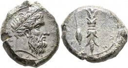 SICILY. Syracuse. Timoleon and the Third Democracy, 344-317 BC. Hemidrachm (Bronze, 26 mm, 16.34 g, 9 h), circa 344-339/8. ZEYΣ EΛEYΘEPIOΣ Laureate he...