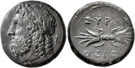 SICILY. Syracuse. Fourth Democracy, 289-287 BC. AE (Bronze, 21 mm, 7.52 g, 1 h). Laureate head of Zeus to left; behind, thunderbolt. Rev. ΣYPAK-OΣIΩN ...