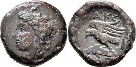SKYTHIA. Olbia. Circa 350-330 BC. AE (Bronze, 23 mm, 10.51 g, 12 h), Ake..., magistrate. Head of Demeter to left, wearing wreath of grain ears. Rev. A...
