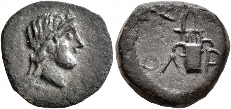 SKYTHIA. Olbia. Circa 90-80 BC. AE (Bronze, 14 mm, 1.88 g, 12 h). Laureate head ...