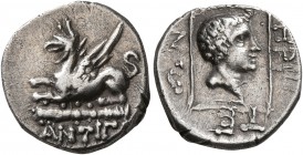 THRACE. Abdera. Circa 350-323 BC. Triobol (Silver, 15 mm, 1.78 g, 1 h), Antig-, magistrate. ΑΝΤΙΓ Gryphon seated left; below, club. Rev. [ABΔ]-HΡI-TE-...