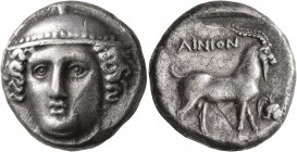 THRACE. Ainos. Circa 372/1-370/69 BC. Tetradrachm (Silver, 24 mm, 14.99 g, 1 h). Head of Hermes facing slightly to left, wearing petasos. Rev. AINION ...