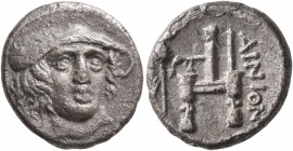THRACE. Ainos. Circa 357-342/1 BC. Drachm (Silver, 16 mm, 3.64 g, 12 h). Head of Hermes facing slightly to right, wearing petasos. Rev. AINION Archaic...