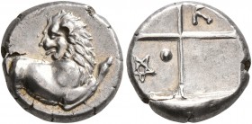 THRACE. Chersonesos. Circa 386-338 BC. Hemidrachm (Silver, 13 mm, 2.43 g). Forepart of a lion right, head turned back to left. Rev. Quadripartite incu...
