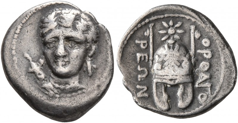 THRACE. Orthagoreia. 350-330 BC. Hemidrachm (Silver, 15 mm, 2.50 g, 3 h). Draped...