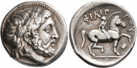 KINGS OF MACEDON. Philip II, 359-336 BC. Tetradrachm (Silver, 24 mm, 14.35 g, 9 h), Pella, struck under Antipater, Polyperchon, or Kassander, circa 32...