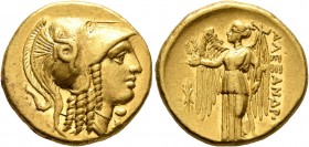 KINGS OF MACEDON. Alexander III ‘the Great’, 336-323 BC. Stater (Gold, 18 mm, 8.62 g, 7 h), Amphipolis, struck under Antipater, circa 325-319. Head of...
