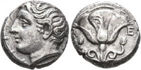 MYSIA. Lampsakos (?). Memnon of Rhodes, mid 4th century BC. Drachm (Silver, 13 mm, 3.20 g, 7 h), Pseudo-Rhodian type. Youthful head of Helios to left ...