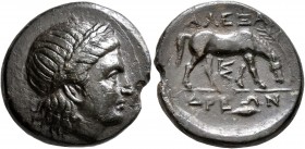 TROAS. Alexandreia. Circa 281-261 BC. AE (Bronze, 22 mm, 8.87 g, 11 h). Laureate head of Apollo to right. Rev. AΛEΞAN/ΔPEΩN Horse grazing right; below...