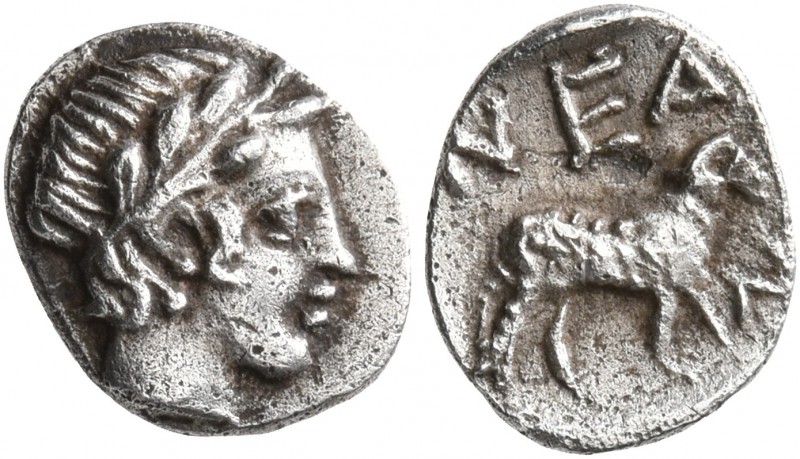 TROAS. Neandria. 4th century BC. Obol (Silver, 9 mm, 0.58 g, 1 h). Laureate head...