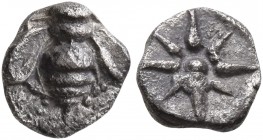 IONIA. Ephesos. Circa 500-420 BC. Tetartemorion (Silver, 6 mm, 0.28 g). Bee. Rev. Star within square incuse. SNG Kayhan 135-136. SNG Tübingen 2759. Be...