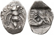 IONIA. Ephesos. Circa 500-420 BC. Hemitetartemorion (?) (Silver, 8 mm, 0.12 g, 12 h). Bee. Rev. Head of an eagle to right within incuse square. Karwie...