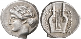 IONIA. Kolophon. Circa 310-294 BC. Drachm (Silver, 15 mm, 3.00 g, 11 h), Sittas, magistrate. Laureate head of Apollo to left. Rev. KOΛOΦΩN - ΣITTAΣ Ki...