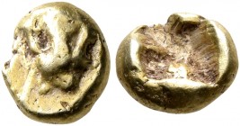 IONIA. Miletos. Circa 600-546 BC. Myshemihekte – 1/24 Stater (Electrum, 6 mm, 0.57 g). Facing head of a lion. Rev. Incuse square punch. Hilbert Phase ...