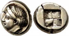 IONIA. Phokaia. Circa 478-387 BC. Hekte (Electrum, 11 mm, 2.56 g). Head of a female to left; below, small seal to left. Rev. Quadripartite incuse squa...