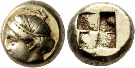 IONIA. Phokaia. Circa 478-387 BC. Hekte (Electrum, 10 mm, 2.56 g). Head of a female to left; below, seal to left. Rev. Quadripartite incuse square. Bo...