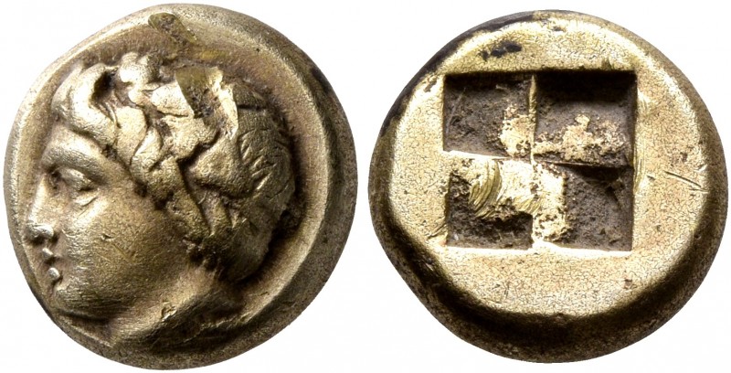 IONIA. Phokaia. Circa 387-326 BC. Hekte (Electrum, 10 mm, 2.54 g). Head of young...