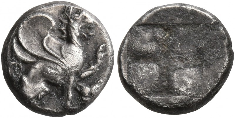 IONIA. Teos. Circa 470/65-449 BC. Trihemiobol (Silver, 10 mm, 1.27 g). Griffin s...