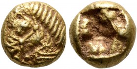 IONIA. Uncertain. Circa 600-550 BC. Hemihekte – 1/12 Stater (Electrum, 7 mm, 1.19 g), Lydo-Milesian standard. Head of a horse to left, wearing bridle....