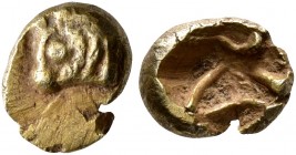 IONIA. Uncertain. Circa 600-550 BC. 1/48 Stater (Electrum, 6 mm, 0.31 g), Lydo-Milesian standard. Head of a bull to left. Rev. Diagonally criss-crosse...