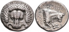 ISLANDS OFF IONIA, Samos. Circa 408/4-380/66 BC. Tetradrachm (Silver, 23 mm, 14.57 g, 7 h), Zenodotos and Mandragoros, magistrates. Facing scalp of a ...