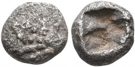 KINGS OF LYDIA. Kroisos, circa 560-546 BC. 1/24 Stater (Silver, 6 mm, 0.38 g), Sardes. Confronted foreparts of a lion and a bull. Rev. Rough incuse sq...