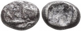 KINGS OF LYDIA. Kroisos, circa 560-546 BC. 1/24 Stater (Silver, 7 mm, 0.38 g), Sardes. Confronted foreparts of a lion and a bull. Rev. Rough incuse sq...