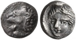 SATRAPS OF CARIA. Hekatomnos, circa 392/1-377/6 BC. Tetartemorion (Silver, 5 mm, 0.23 g, 10 h). Forepart of a roaring lion to right, head turned back ...