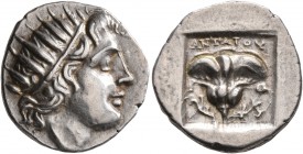 ISLANDS OFF CARIA, Rhodos. Rhodes. Circa 125-88 BC. Drachm (Silver, 17 mm, 2.99 g, 12 h), 'Plinthophoric' coinage, Antaios, magistrate. Radiate head o...