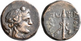 PHRYGIA. Dionysopolis. 1st century BC. AE (Bronze, 15 mm, 3.57 g). Head of Dionysios to right, wearing wreath of ivy and fruit. Rev. ΔΙΟΝ[ΥΣΟ]-ΠΟΛΙΤ[Ω...