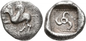 DYNASTS OF LYCIA. Uncertain dynast, circa 480/70-430 BC. 1/6 Stater (Silver, 11 mm, 1.28 g). Pegasos flying left. Rev. Triskeles; all within incuse sq...