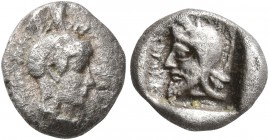 DYNASTS OF LYCIA. Kherei, circa 440/30-410 BC. Obol (Silver, 9 mm, 0.63 g, 3 h), Xanthos. Head of Athena to right, wearing crested Attic helmet decora...