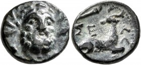 PISIDIA. Selge. 2nd-1st century BC. AE (Bronze, 13 mm, 2.05 g, 1 h). Bearded facing head of Herakles, wearing wreath of cypress branches. Rev. ΣE-Λ St...