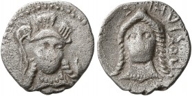 CILICIA. Poseidion. 4th century BC. Obol (Silver, 12 mm, 0.73 g, 12 h). Draped bust of Athena facing slightly to right, wearing triple-crested helmet ...