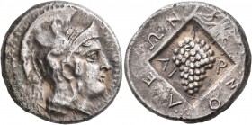 CILICIA. Soloi. Circa 385-350 BC. Stater (Silver, 23 mm, 10.61 g, 11 h), signed by Apatorios. AΠATOPIΩΣ EΓΛYΨEN Head of Athena to right, wearing crest...