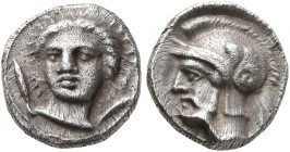 CILICIA. Tarsos. Pharnabazos, Persian military commander, 380-374/3 BC. Obol (Silver, 9 mm, 0.86 g, 6 h). Head of a female facing slightly to left bet...