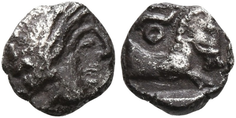 PHILISTIA (PALESTINE). Gaza. Mid 5th century-333 BC. Hemiobol (Silver, 6 mm, 0.2...