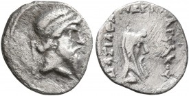 KINGS OF PARTHIA. Mithradates I, 165-132 BC. Obol (Silver, 10 mm, 0.62 g, 1 h), Ekbatana. Diademed head of Mithradates I to right. Rev. BAΣIΛEΩΣ - MEΓ...