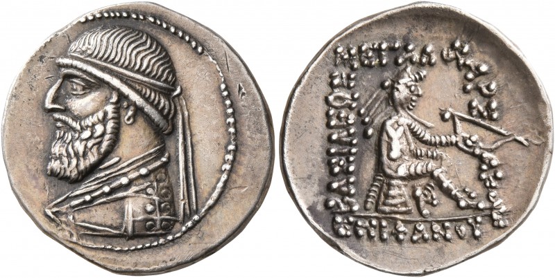 KINGS OF PARTHIA. Mithradates II, 121-91 BC. Drachm (Silver, 20 mm, 3.57 g, 12 h...