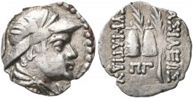 BAKTRIA, Greco-Baktrian Kingdom. Eukratides I, circa 170-145 BC. Obol (Silver, 10 mm, 0.52 g, 12 h), Baktra or an uncertain mint in the Paropamisadai ...