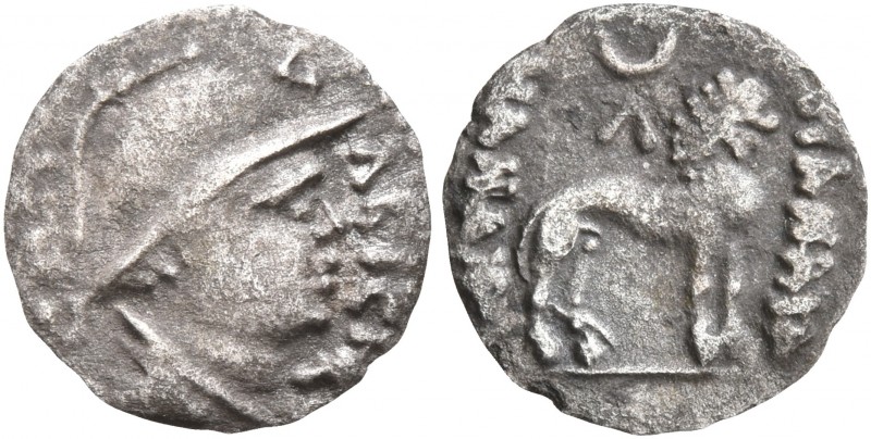 YUEH-CHI. Sapadbizes, late 1st century BC. Obol (Silver, 11 mm, 0.37 g, 12 h). C...