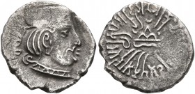 INDO-SKYTHIANS, Western Satraps. Rudrasena III, circa 348-378. Drachm (Silver, 15 mm, 1.68 g, 9 h), type II, 290-309. Head of Rudrasena III to right, ...