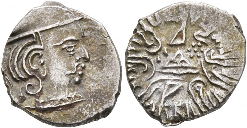 INDO-SKYTHIANS, Western Satraps. Rudrasimha III, 385-415. Drachm (Silver, 15 mm,...