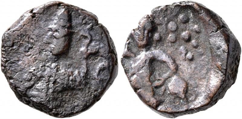 INDIA, Kushan Empire. Vasudeva II, circa 290-310. Drachm (Bronze, 14 mm, 3.56 g,...