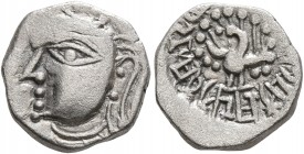 INDIA, Post-Gupta (Ganges Valley). Vardhanas of Thanesar and Kanauj. Prabhakaravardhana (Pratapsila), circa 580-605. Drachm (Silver, 15 mm, 2.07 g, 7 ...