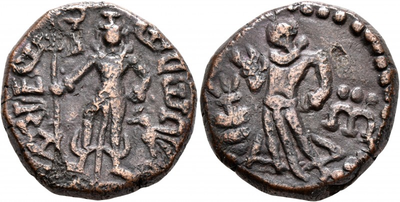 INDIA, Yaudheya. Circa 3rd-4th century. AE (Bronze, 24 mm, 10.95 g, 11 h). YAUDH...