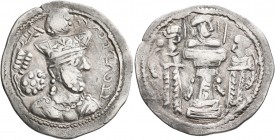 SASANIAN KINGS. Shahpur III, 383-388. Drachm (Silver, 25 mm, 4.00 g, 3 h), Mint X. ŠHPWHLY MLKAn MLKA ('Worshipper of Lord Mazda, God Shahpur, King of...